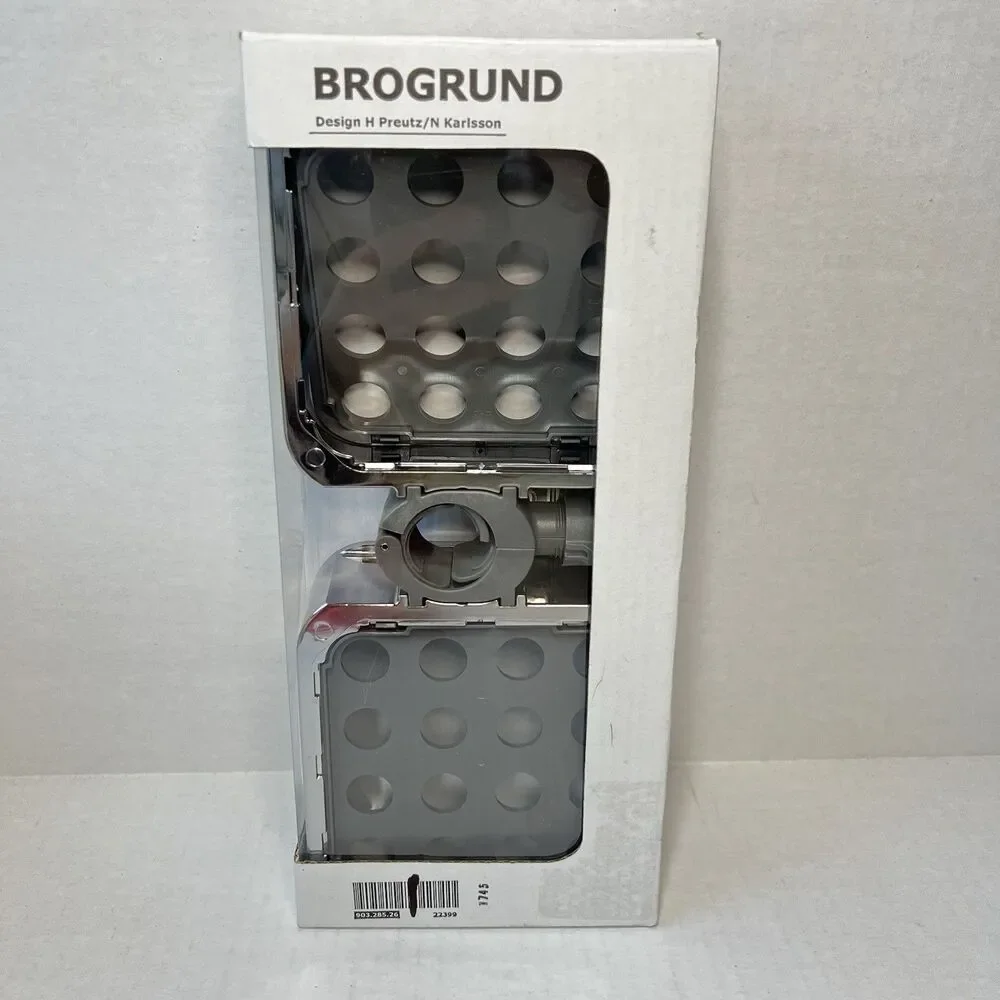IKEA BROGRUND shower shelf 9.75x1.50x4.5” chrome-plated 903.285.26 Open Box